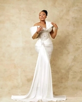 Nouvelle Robe de Mariée Sirène Blanche Luxueuse Plissée pour Femme 2026, Sexy, avec Perles 3D, pour Plage et Danse, Robe de Mariée Personnalisée (Vestido De Novia)