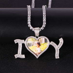 Nuovissimo Ciondolo Hip Hop con Foto e Scritta '<span class=keywords><strong>Ti</strong></span> <span class=keywords><strong>Amo</strong></span>' Creativo Fai-da-Te Cornice Portafoto Gioiello <span class=keywords><strong>Bellissimo</strong></span> Stile Europeo e Americano - Product Image 3