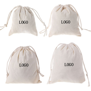 Pochette en coton écologique avec logo personnalisé, sac en toile de coton calicot imprimé avec cordon de serrage double - Product Image 2