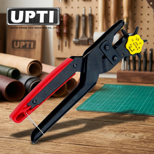 Taiwan Made High Quality Metric Stainless Steel 6 Size Revolving Hole Leather Punch Eyelet <b>Pliers</b> Cutting Plastic Molded Handle - Product Image 2