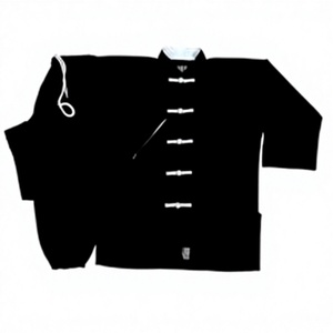 Uniforme de Kung Fu Negro para Hombre, 100% Algodón, Transpirable, Corte Regular, Personalizado con Impresión por Transferencia de Calor - Product Image 1