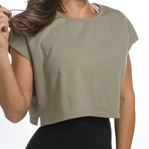 Maglietta all'ingrosso su ordinazione della maglietta delle donne della moda manica corta di usura di Yoga delle donne ginnastica che esegue le <span class=keywords><strong>magliette</strong></span> del Crop - Product Image 1