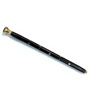 Bâton de randonnée vintage en bois naturel avec poignée en métal, 3 sections, longueur réglable, design sculpté, usage extérieur, capacité de 250 lb - Product Image 1