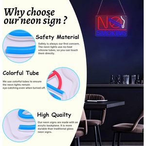 No Smoking Letreros Neon LED indoor hanging ambient light shop <b>sign</b> wall decoration light entrance indicator light Custom 5V 12V - Product Image 4