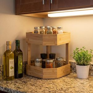 Organisateur d'<span class=keywords><strong>angle</strong></span> 2 niveaux en <span class=keywords><strong>bambou</strong></span> pour garde-manger, légumes, fruits et appareils de cuisine – Multi-usages - Product Image 5