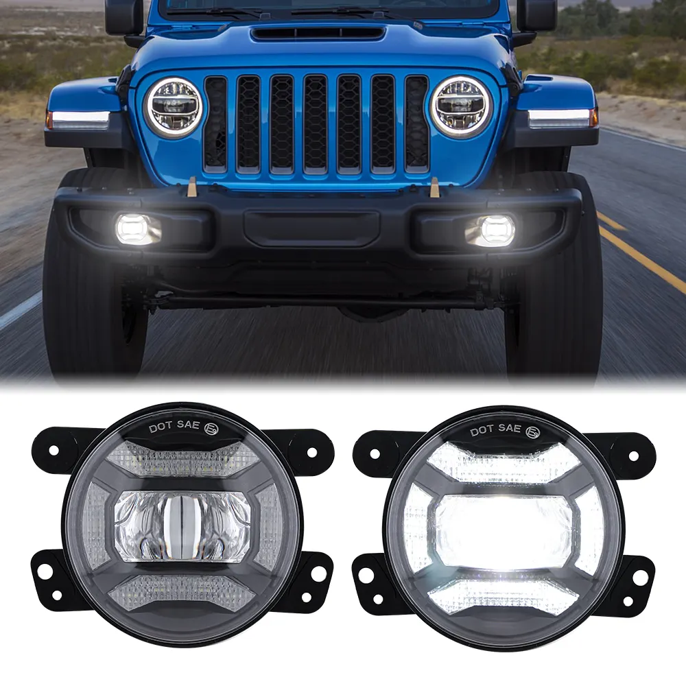 Auto 4 "4 Inch 60W Drl King Kong Ontwerp Front Projector Rond Led Mistlicht Engel Ogen Osram Mistlamp Voor Jeep Wrangler Jk