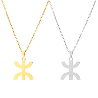 Collier avec pendentif signe berbère en plaqué or véritable 18 carats pour hommes et femmes en acier inoxydable pendentif Amazigh collier avec chaîne à maillons