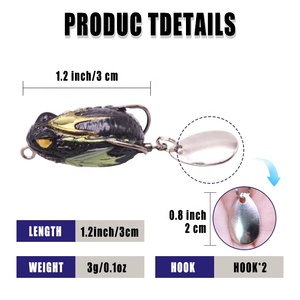 Leurre souple grenouille creuse de surface à texture réaliste avec spinner métallique rotatif pour poissons prédateurs - Product Image 5
