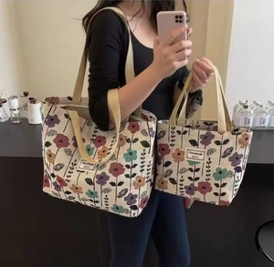 Women's One Shoulder <b>Large</b> Capacity Handbag Fashion Versatile Canvas Women's One Shoulder Handbag Student Shopping <b>Bag</b> - Product Image 3