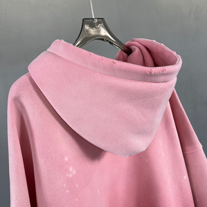 Sweat à capuche unisexe surdimensionné de haute qualité 360 g/m² en molleton, effet éclaboussures d'encre, délavé, teint par pulvérisation, vintage, bords frangés - Product Image 1