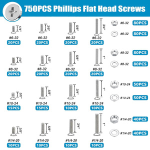 304 Stainless Steel Screw Kit 1609 Pcs Flat Pan Head Bolts Nuts Washers Assortment Hand <b>Tool</b> <b>Set</b> - Product Image 2