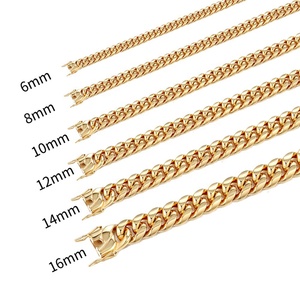 <span class=keywords><strong>Collana</strong></span> in acciaio inossidabile con catena a maglia cubana spessa Hip-Hop Miami per <span class=keywords><strong>uomo</strong></span> donna bracciali con gioielli placcati in oro 18 carati - Product Image 2