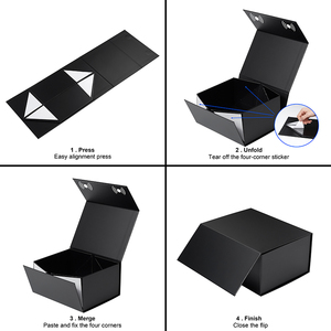 Sang Trọng Đóng Mở Có Thể Gập Lại Nam Châm Màu Đen Các Tông Giấy Quà Tặng Giấy Hat Cap Bao Bì Hộp Với Từ Đóng Cửa Nắp - Product Image 3