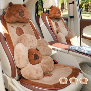 Appuie-tête et support lombaire pour voiture Capybara, design ours mignon en peluche, pour toutes les saisons, ajustement universel - Product Image 3