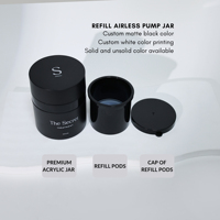 BVPACK 50g Pot à pompe sans air en acrylique à double paroi noir mat de luxe pour crème, soins de la peau de qualité supérieure