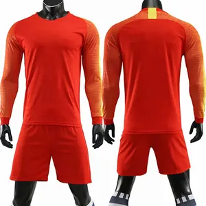 Red yellow football shirts thailand football long sleeve jerseys goalkeeper tops soccer clothing