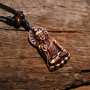 FX029 हड्डी हार तिब्बती बुद्ध लटकन शांत पुरुषों अवस्र्द्ध रेट्रो गहने जनजातीय शैली नेपाल नकली याक हड्डी हार ताबीज - Product Image 2