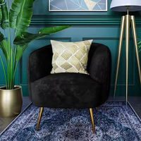 Sans Nordic Gold Leg Fauteuil en velours à dossier haut Chaise d'appoint noire de loisirs