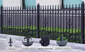 High Quality Europe Palisade Fence W Wrought Iron Palisade Fencing Gate 6ft Metal Steel Residential Security