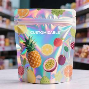 Eco-Friendly LDPE Plastic Food <b>Bags</b> - Custom Logo Holographic <b>Ziplock</b> Pouch for Candy/Chips/Tea 3.5g-1lb Bulk Packaging - Product Image 2