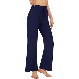 Pantalones de Pijama Personalizados para Mujer, de Viscosa de Bambú, Color Azul Marino, Suaves y Cómodos, con Cordón Ajustable, Talla Pequeña - Product Image 4