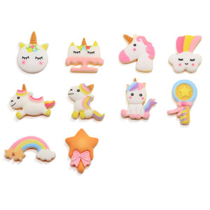 100PCSラブリーレジンカラフルなユニコーンフラットバックレジンカボション髪の装飾飾りアップリケDIYウェディングスクラップブッククラフト - Product Image 1