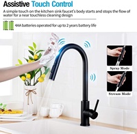 Robinet de cuisine intelligent à capteur automatique, finition nickel brossé, rotation à 360 degrés, pulvérisateur anti-éclaboussures, sans plomb