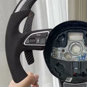 Volant de voiture pour <span class=keywords><strong>Audi</strong></span> RS5 A3 A4 A5 A6 C8 A3 8P A8 <span class=keywords><strong>RS6</strong></span> Volant de voiture en daim en fibre de carbone Accessoires de voiture - Product Image 2