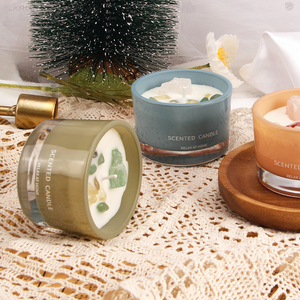 Bougie parfumée en cire de soja de luxe avec logo personnalisé du fabricant, cristaux, Noël, Thanksgiving, non toxique, <span class=keywords><strong>verre</strong></span> moderne - Product Image 5
