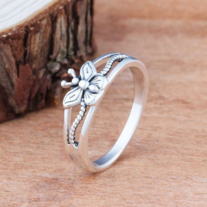 Anillo de Plata con Flor F212, Estilo Vintage, Unisex, Joyería de Regalo, Diseño Sencillo, Anillos de Moda - Product Image 1