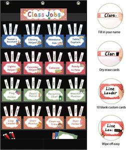 Tableau de classe avec pochettes de rangement et cartes pour la gestion de la classe, aide pédagogique pour enseignants, tableau d'affichage pour salle de classe et école - Product Image 3