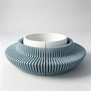 Bancs-jardinières intégrés en fibre de verre, sièges durables pour les bâtiments des terminaux aéroportuaires - Product Image 1