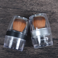 Nouvelle brosse à poudre professionnelle en plastique avec poils synthétiques et tamis, échantillons gratuits, brosse Kabuki cosmétique dans un pot minéral