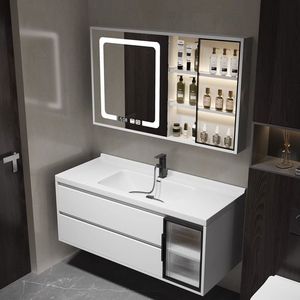 Meuble de salle de bain moderne et simple en ardoise, meuble-lavabo intelligent en bois massif, combinaison lavabo et meuble sous-vasque - Product Image 6
