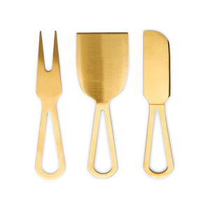 Set di coltelli per formaggio Jett, 3 pezzi, utensili da portata in acciaio inossidabile dorato per tagliere per formaggi - Product Image 1