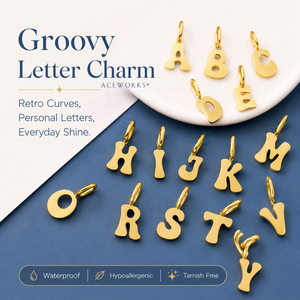Amuleto con Letras Modernas |   Colgante de Acero Inoxidable con Baño de Oro PVD de 18K, Letras Mayúsculas del Alfabeto de la A a la Z, para Fabricación de Joyería - Product Image 1