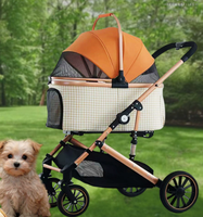 Poussette pour chien en aluminium de taille moyenne avec panier en maille amovible, 4 roues, pliable et amortissante, pour grands chiens