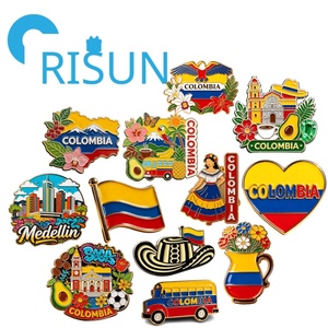 Imán de nevera, pin de solapa y insignia personalizados al por mayor con mapa de la bandera de América del Norte, sombrero, cultura y recuerdo de Colombia - Product Image 1