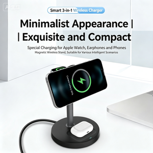 Base de Carga Inalámbrica 3 en 1 Más Vendida con Carga Rápida Magnética de 15W para Reloj Inteligente y Auriculares, Material Plástico - Product Image 2