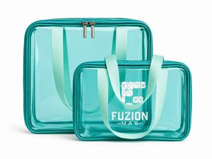 Custom Logo Waterproof PVC Green Cosmetic <b>Bag</b> Large Capacity Travel <b>Toiletry</b> <b>Bag</b> <b>Clear</b> Leakproof Makeup Organizer With Handle - Product Image 1