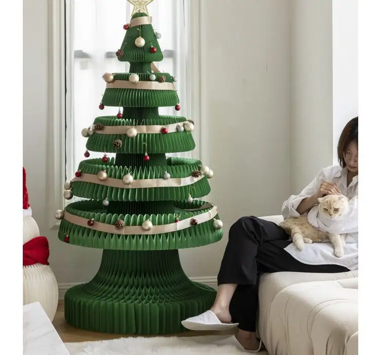 Ihpaper luxe arbre de noël vente entière arbres de noël en papier pliant arbre de noël décor décorations pour la maison