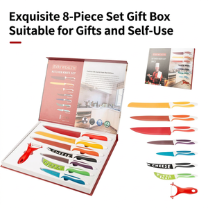 8 Pieces Colorful Non-stick Coated Kitchen <b>Knife</b> Set Stainless Steel Chef Bread Pizza Cheese Paring <b>Knives</b> - Product Image 3