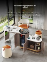 Table à thé mobile pour balcon, plateau en pierre moderne, ensemble de préparation de thé de luxe léger pour usage domestique, table à thé rotative pour petit appartement et c