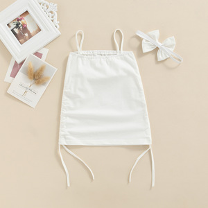 Vestido de Verano 2022 para Niñas, Color Sólido, con Cordón Ajustable, Estilo Halter, Ropa Infantil de Boutique, Venta al Por Mayor - Product Image 4