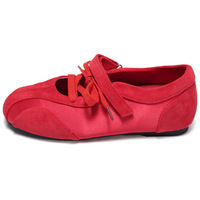 Chaussures plates Mary Jane en cuir microfibre pour femmes, OEM ODM, avec lacets avant, sangle réglable, talon plat, style rétro sportif, légères