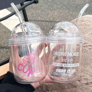 Bobo Cup With Straw And Lid Clear Plastic Drinkware For Girls Travel Use - Product Image 2