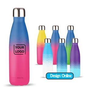 500ml şişen su şişesi soğuk sıcak içme paslanmaz çelik çift duvar spor su şişesi ile özel Logo