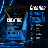 Gummies de créatine monohydrate à marque privée OEM, 120 unités, saveur framboise bleue, soutien à la force musculaire et à l'entraînement