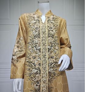 عباية دبي فاخرة من البوليستر بتصميم A-243، فستان إسلامي مزين بلآلئ فاخرة وطباعة رقمية، مقاس كبير بأكمام طويلة للنساء العربيات - Product Image 4