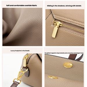 Bolso de Hombro Impermeable de Cuero Genuino para Mujer, con Correa Única, Tipo Bandolera, Forro de Poliéster y Cierre de Cremallera - Product Image 2